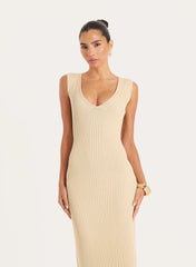 Lemon Knitted Sleeveless Maxi Dress