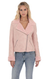 Sherpa Collar Suede Jacket in Pink