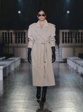 Beige Tailored Belted Longline Trench Coat