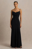 Gabbie Black Cowl Neck Maxi Dress With Mesh Back Detail