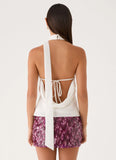 Malayah Sequin Mini Skort Plum