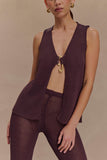 Malani Knit Top With Hardware Chocolate