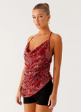 Lost In The Tide Beaded Top Rust