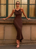 Dove High Neck Maxi Dress Chocolate