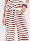 White And Brown Striped Jersey Ribbed Trousers