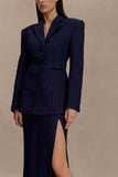 Cassie Column Maxi Skirt Navy Pinstripe