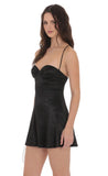 Satin Fit and Flare Dress in Black