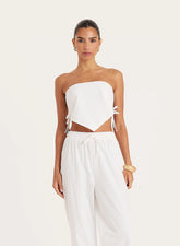 White Cotton Bandeau Crop Scarf Top