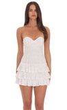 Strapless Floral Mini Dress In White