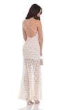 Lace Ruched Mermaid Dress in White