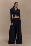 Aspen Gathered Wide Leg Jogger Black