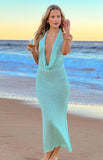 Charlette Green Cowl Neck Maxi Dress