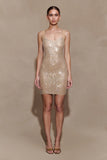 Jasmyn Hot Fix Mini Dress With Mesh Back Nude