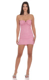 Strapless Rhinestone Embellished Dress in Pink