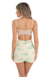 Shimmer Floral Ruched Bodycon Dress in Yellow