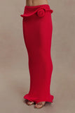 Samira Knit Wired Maxi Skirt Red