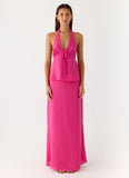 Ashlea Tie Front Top Fuchsia