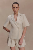 Martine Short Sleeve Linen Top Natural