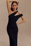 Anastasia One Shoulder Modal Midi Dress Black