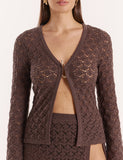 Chocolate Brown Crochet Long Sleeve Top