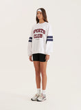 White Sports Club Slogan Oversized Sweatshirt