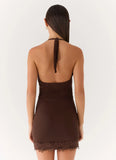 Thinly Veiled Mini Dress Chocolate