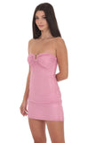 Strapless Rhinestone Embellished Dress in Pink