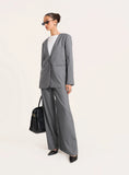 Grey Pinstripe Collarless Blazer