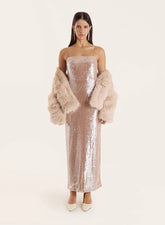 Nude Sequin Maxi Slip Dress Norma
