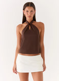 Maddox Scarf Top Chocolate