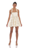 Floral Flare Babydoll Dress in Cream