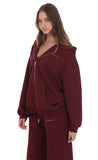 Oversize Zip Up Hoodie in Burgundy