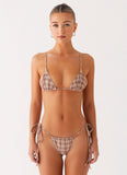 Soffa Bikini Top Brown Check