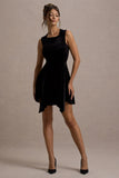 Baker Black Velvet Draped Hem Mini Dress