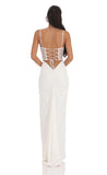 Shimmer Lace Cutout Maxi Dress in White