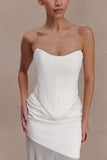 Karina Strapless Scuba Corset White
