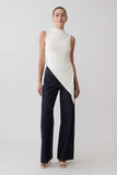 Suong High Neck Gathered Top White