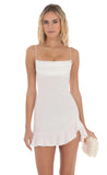 Ruffled Slit Dress in White