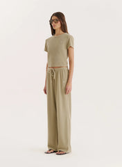Green Towelling Short Sleeve Top