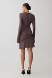 Cresida Knit Long Sleeve Mini Dress With Hardware Peppercorn
