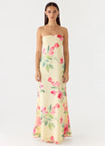 Bronte Strapless Maxi Dress Lemon Soleil