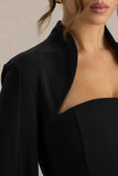 Esme Black Square Neck Maxi Dress With Cape Sleeves