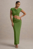 Pia Green Short Sleeve Maxi Dress With Cut Out