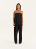 Black Plisse Bandeau Top