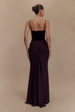 Roxanne Velvet Corset Maxi Dress Cacao Brown