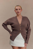 Amanda Statement Button Knit Cardigan Cacao Brown