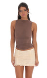 Ruched Lace Skirt in Pastel Peach