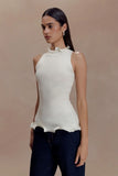 Diya Ribbed Sleeveless Top With Wire Hem Ivory