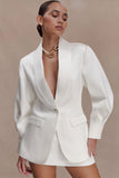 Kylie Oversized Satin Blazer Ivory