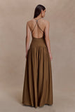 Darling Linen Maxi Dress Chocolate